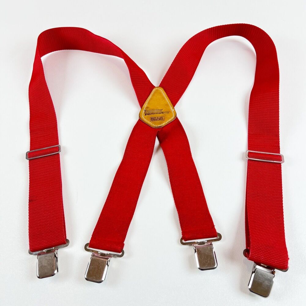 Vintange Popular Mechanics Red Suspenders Heavy Duty Work 2" wide